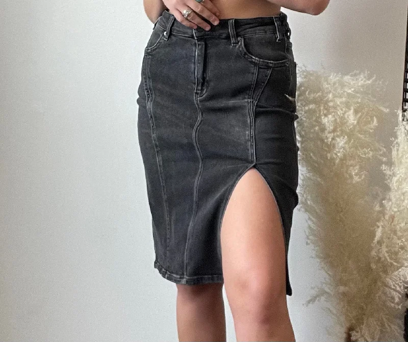 Dusk Split Denim Skirt