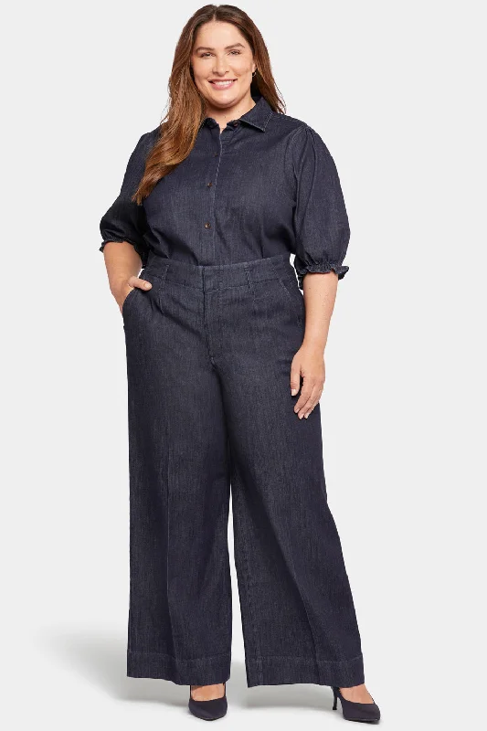 Mona Wide Leg Trouser Jeans In Plus Size - Lightweight Rinse