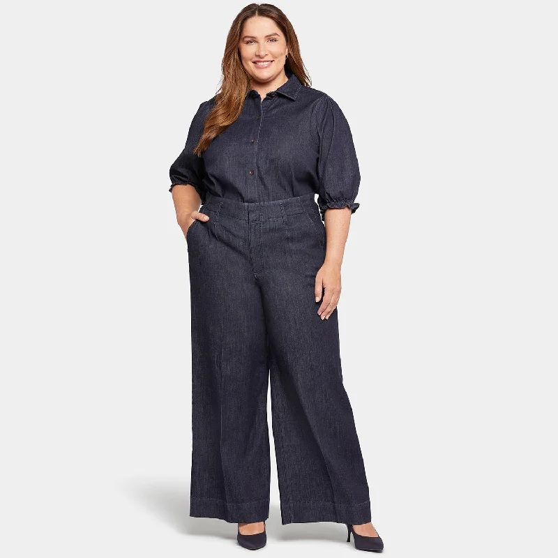 Mona Wide Leg Trouser Jeans In Plus Size - Lightweight Rinse