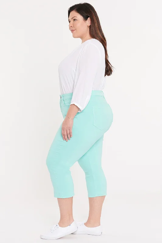 ThighShaper™ Straight Crop Jeans in Plus Size - Topaz Blue