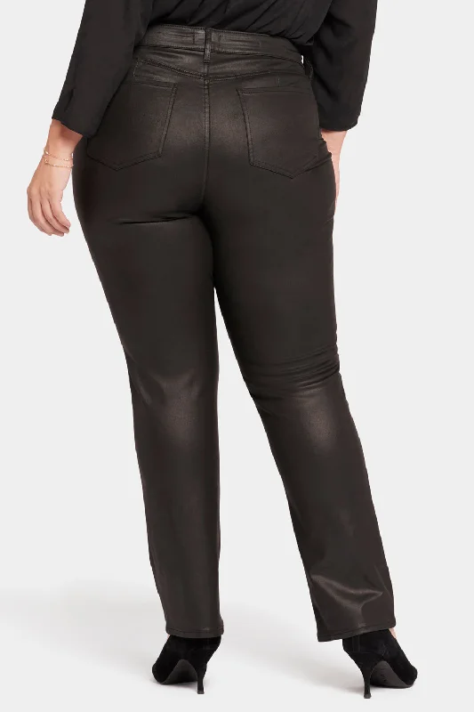 Uplift Coated Marilyn Straight Jeans In Plus Size - Black Coated