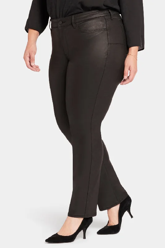 Uplift Coated Marilyn Straight Jeans In Plus Size - Black Coated