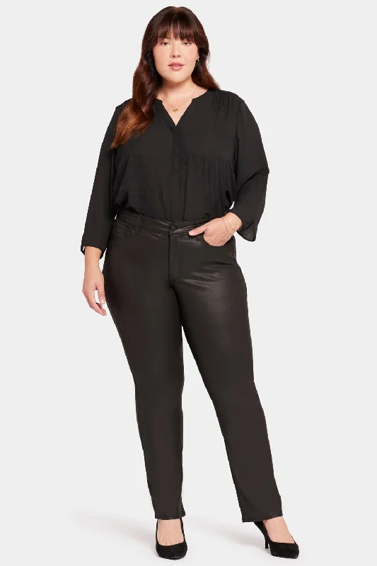 Uplift Coated Marilyn Straight Jeans In Plus Size - Black Coated