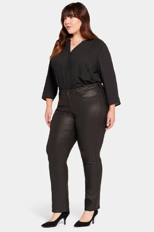 Uplift Coated Marilyn Straight Jeans In Plus Size - Black Coated