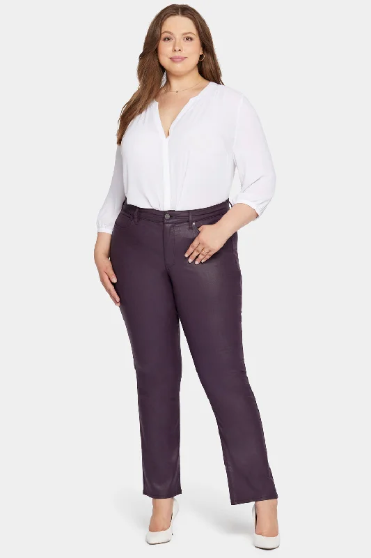 Uplift Coated Marilyn Straight Jeans In Plus Size - Eggplant Coated