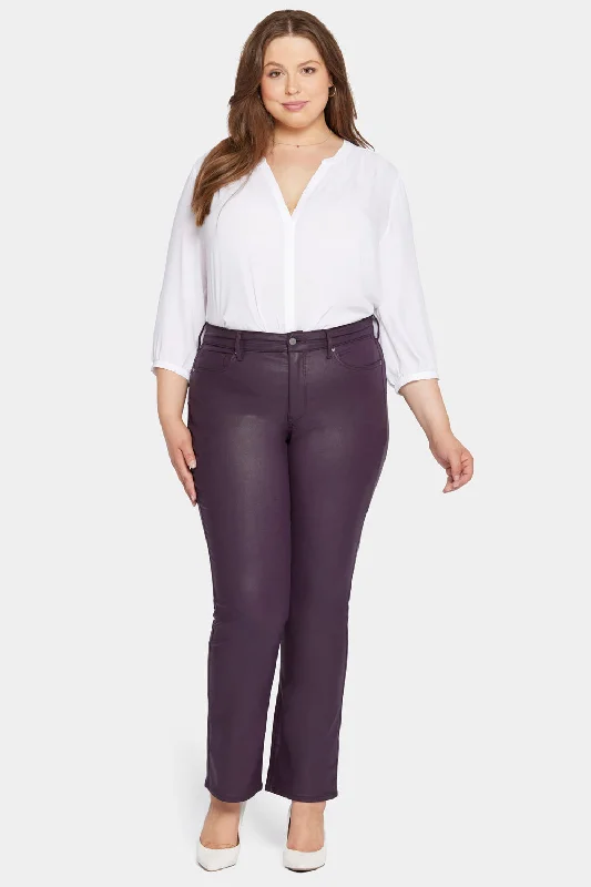 Uplift Coated Marilyn Straight Jeans In Plus Size - Eggplant Coated