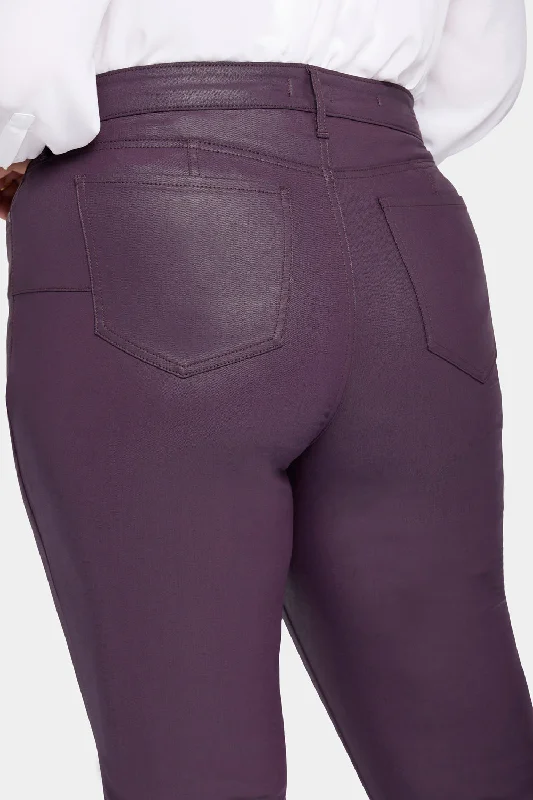 Uplift Coated Marilyn Straight Jeans In Plus Size - Eggplant Coated