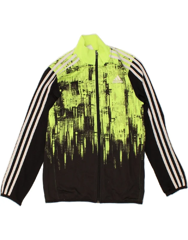 ADIDAS Boys Tracksuit Top Jacket 11-12 Years Yellow Colourblock Polyester