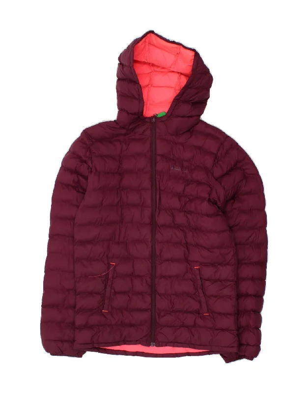 THE NORTH FACE Girls Hooded Padded Jacket 12-13 Years Maroon Polyester