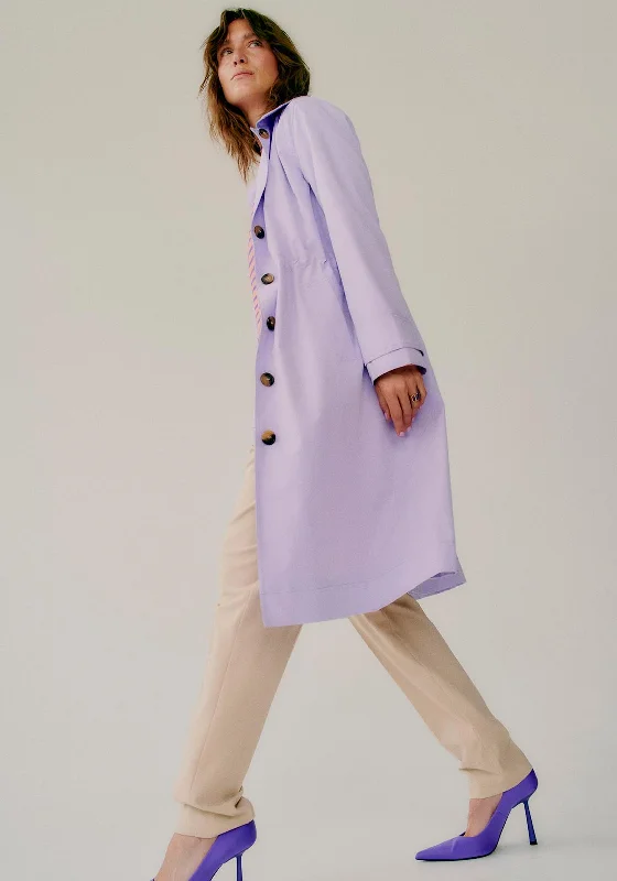 b.young Buttoned Long Trench Coat, Lilac