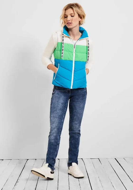 Cecil Colour Block Short Gilet, Club Blue Multi