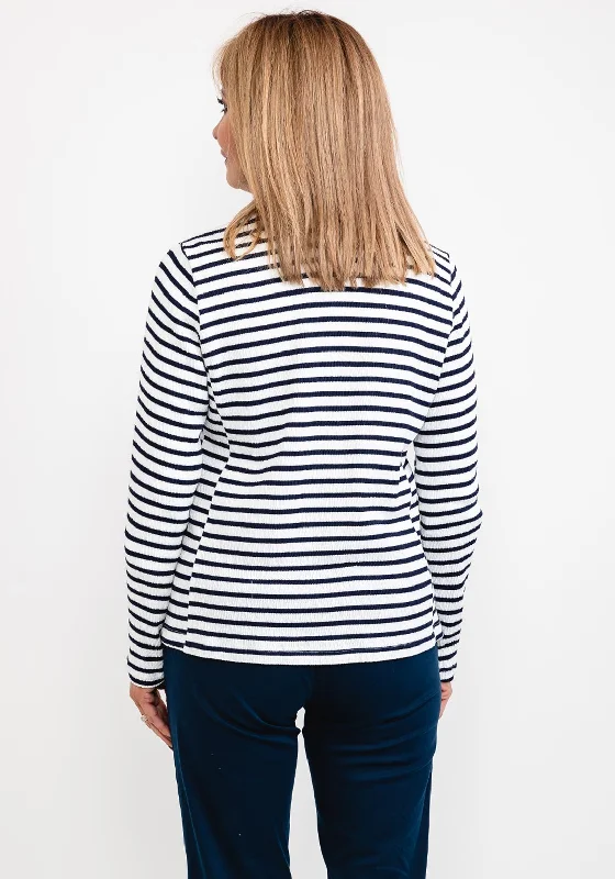 Frank Walder Striped Crinkle Jersey Blazer, Navy & White