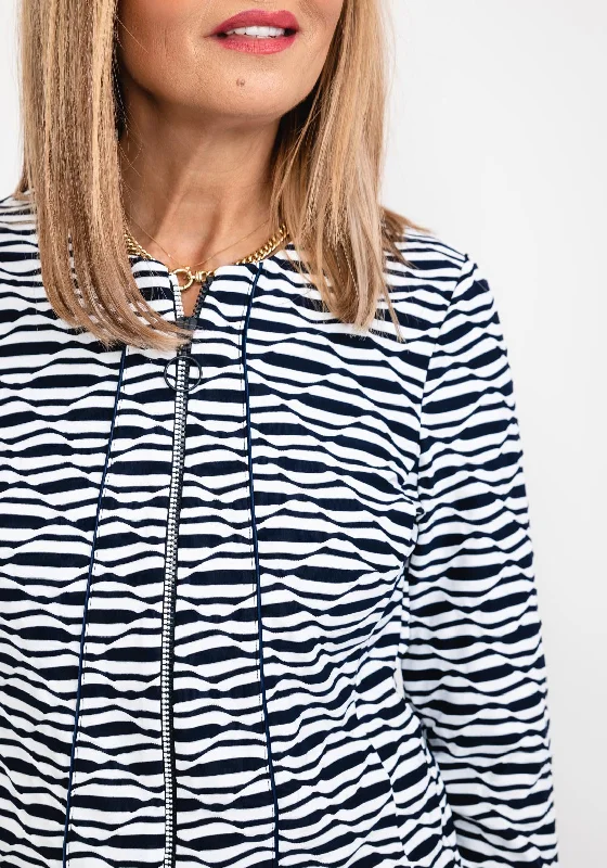 Frank Walder Wave Pattern Short Jacket, Navy & White