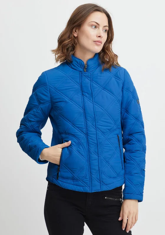 Fransa Diamond Quilted Short Jacket, Daphne Blue