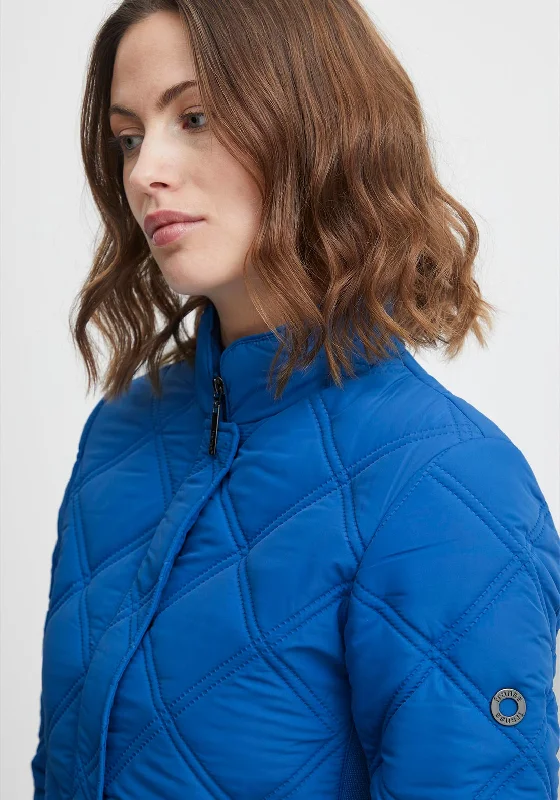 Fransa Diamond Quilted Short Jacket, Daphne Blue