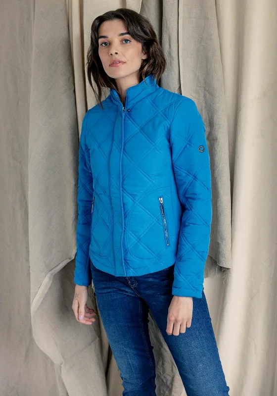 Fransa Diamond Quilted Short Jacket, Daphne Blue