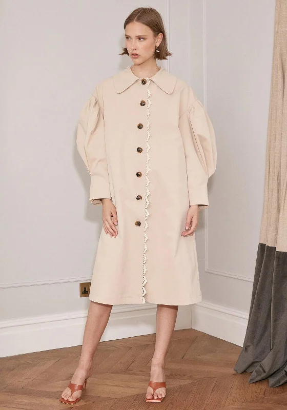 Jovonna Bloom Oversize Trench Coat, Beige