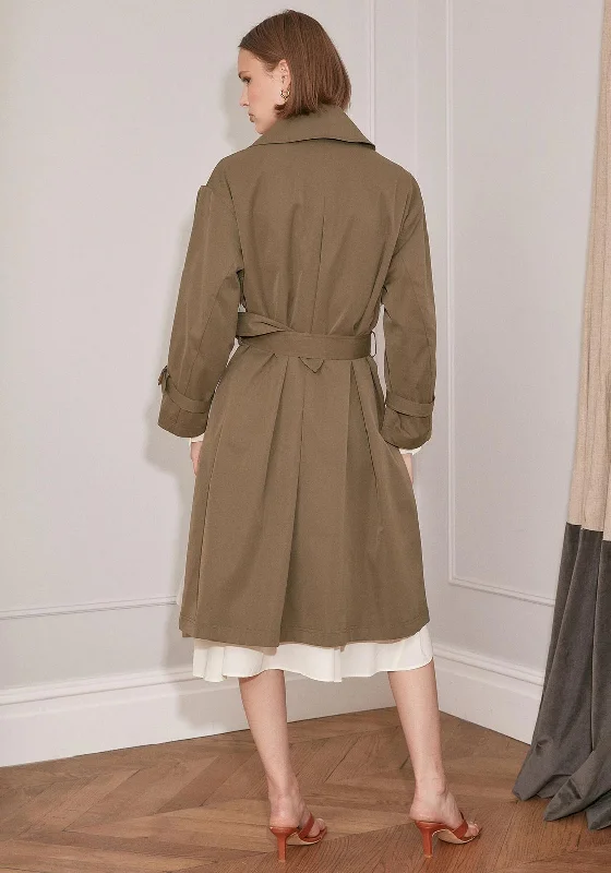 Jovonna Two Tone Oversize Trench Coat, Khaki