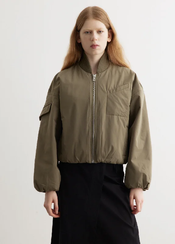 Light Twill Oversized Short Bomber Jacket