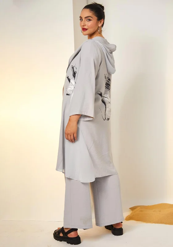 Ora Extra Long Fine Jacket, Light Grey