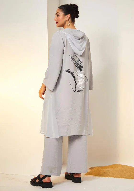 Ora Extra Long Fine Jacket, Light Grey