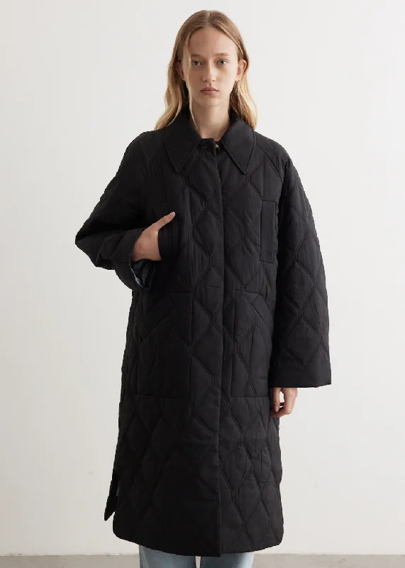 Quilt Raglan Midi Coat