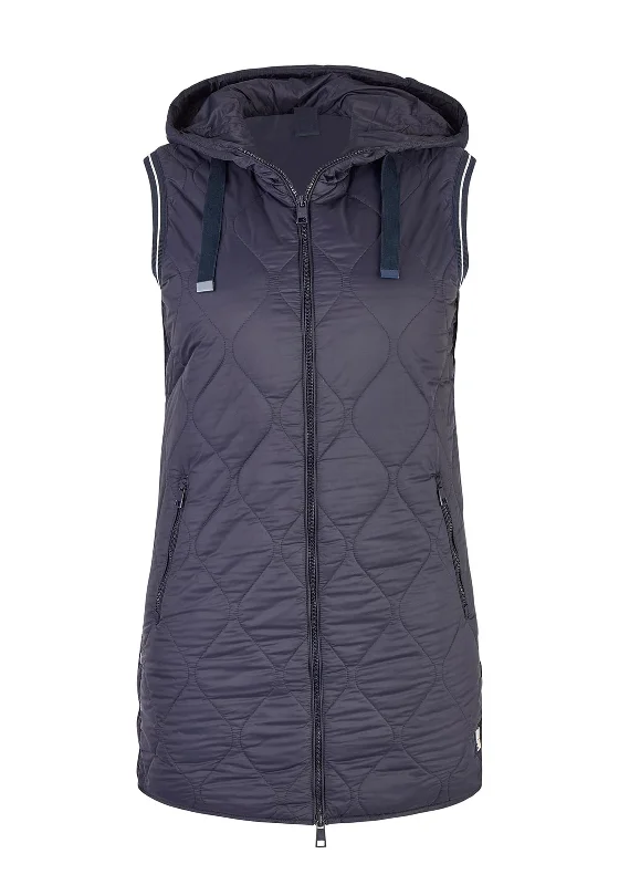 Rabe Mid Length Hooded Gilet, Navy