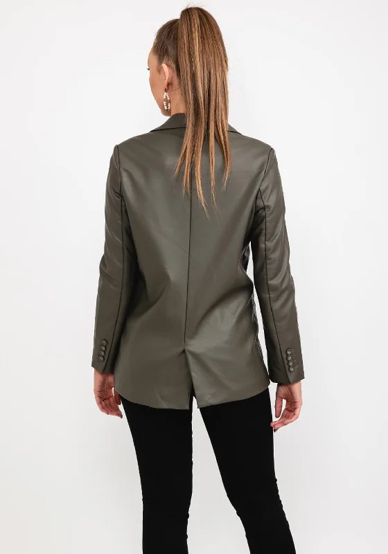 Seventy1 Faux Leather Blazer, Khaki