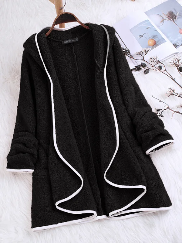 Solid Color Irregular Hem Casual Coats