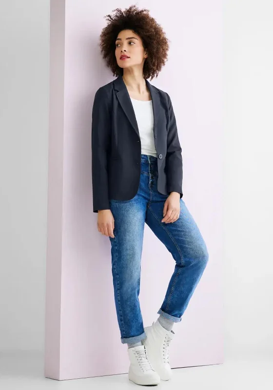 Street One Single Breasted Blazer, Deep Blue