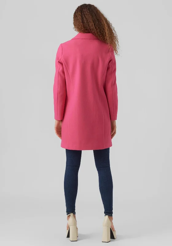 Vero Moda Double Breasted Coat, Pink Yarrow