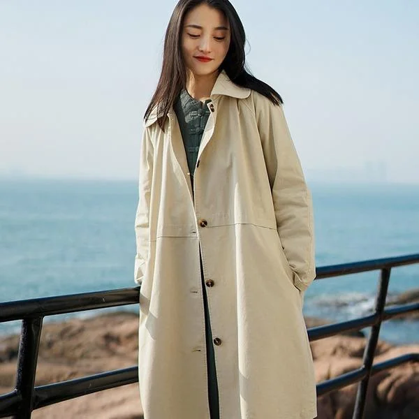 Women Casual Trench Button Coats Solid Color 2020 Spring New Coats