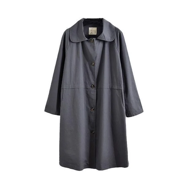 Women Casual Trench Button Coats Solid Color 2020 Spring New Coats