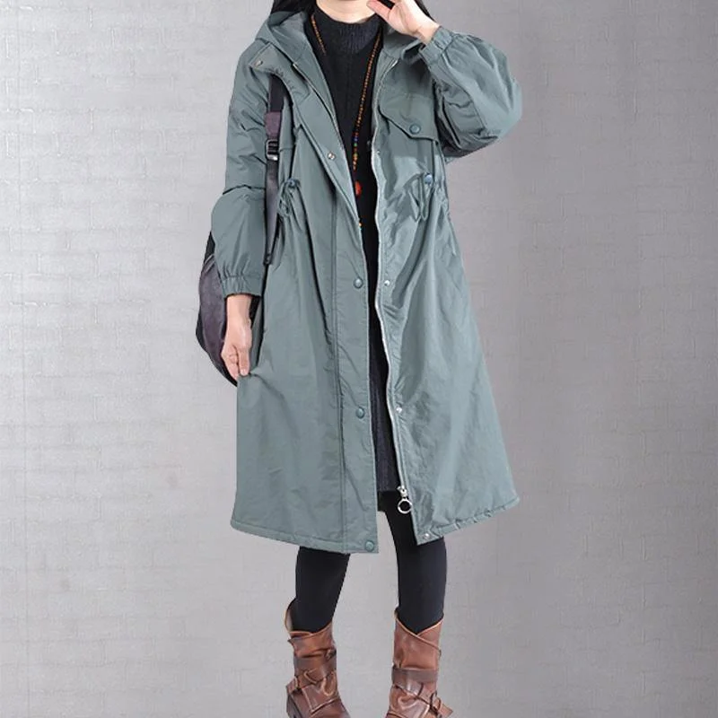 women green coat plus size snow jackets drawstring hooded winter coats