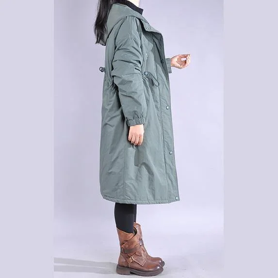 women green coat plus size snow jackets drawstring hooded winter coats