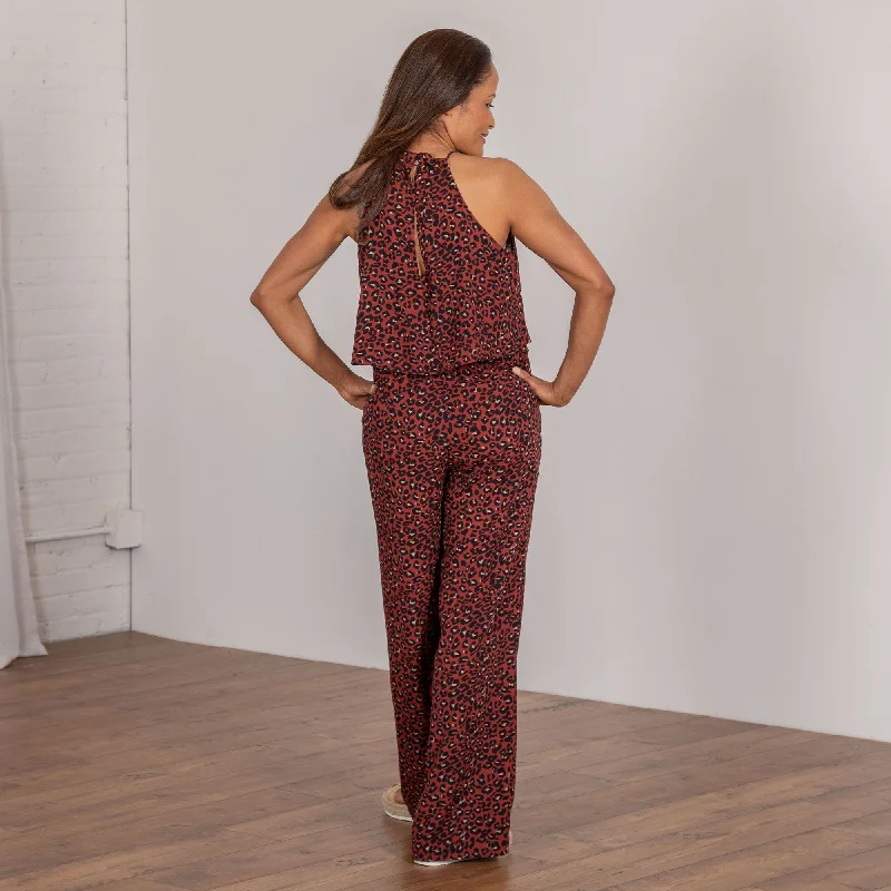 Cheetah Print High Neck Jumpsuit