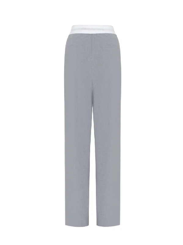 High Waisted Pleated Pant With Logo Elastic (Light Heather Grey)