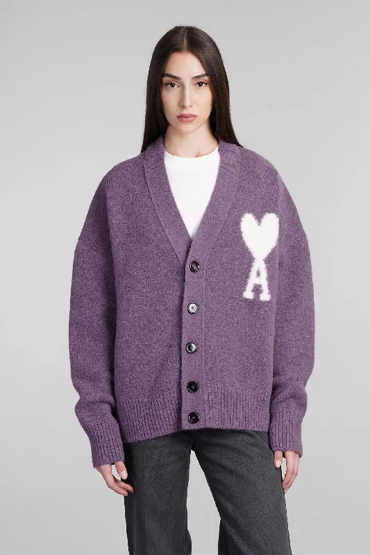 Cardigan in Viola wool