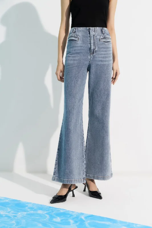 Denim Wide Leg Pants with Inner Waistband