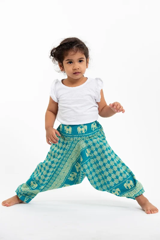 Hill Tribe Elephant Kids Elephant Pants in Turquoise