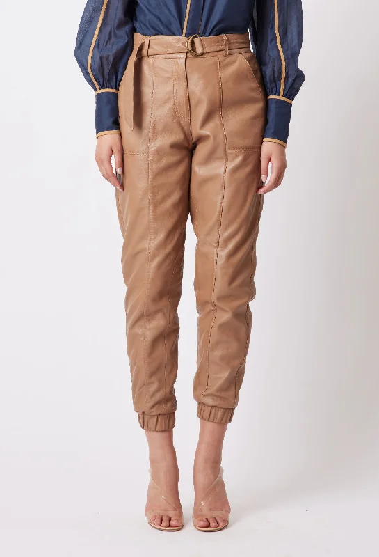 Tallitha Leather Pant in Husk