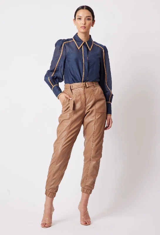 Tallitha Leather Pant in Husk