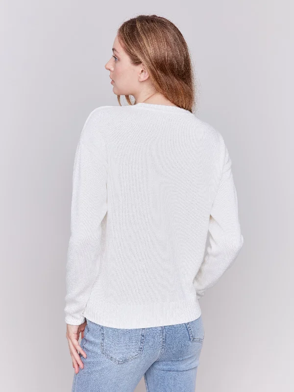 Cotton Blend Amour Sweater - Ecru