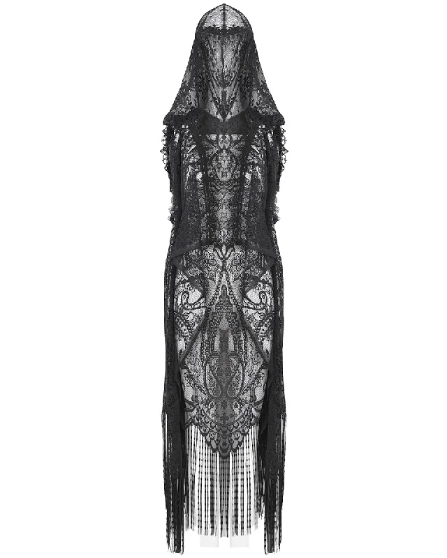 Devil Fashion Elegant Bohemian Gothic Paisley Lace Hooded Cloak Vest