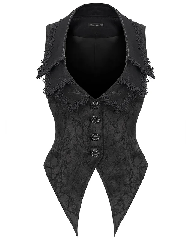 Devil Fashion Womens Gothic Aristocrat Jacquard Waistcoat Vest