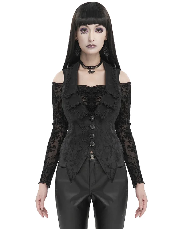 Devil Fashion Womens Gothic Aristocrat Jacquard Waistcoat Vest