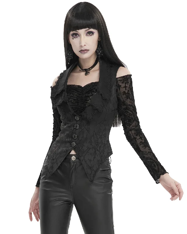 Devil Fashion Womens Gothic Aristocrat Jacquard Waistcoat Vest