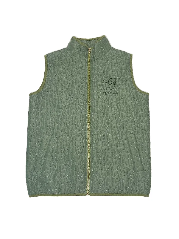 QUILTED VEST, OLIVE