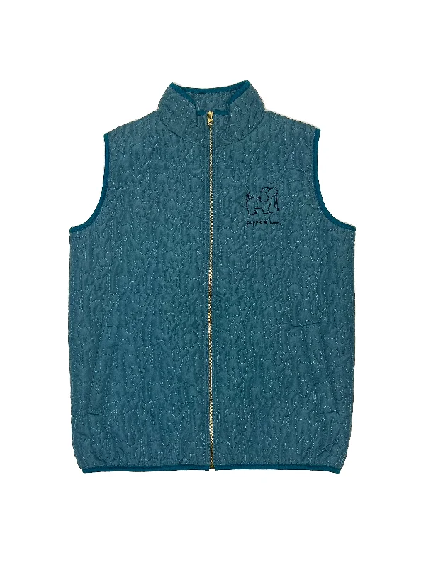 QUILTED VEST, TEAL