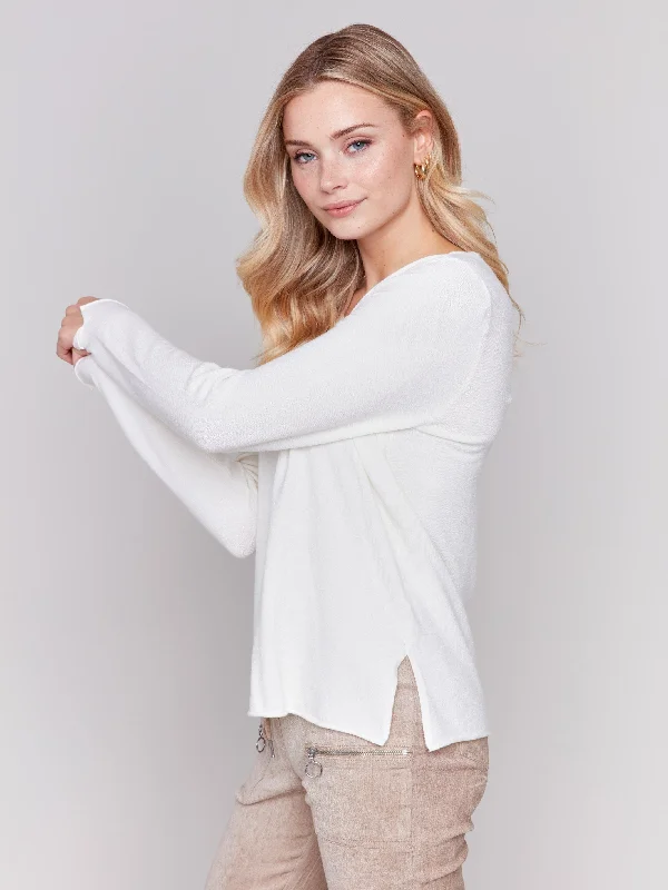 Basic V-Neck Sweater - Ecru